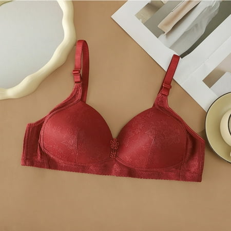 Elvqul Womens Bras Adjustable Nylon Bralette Wireless Support Underwear Red Bras