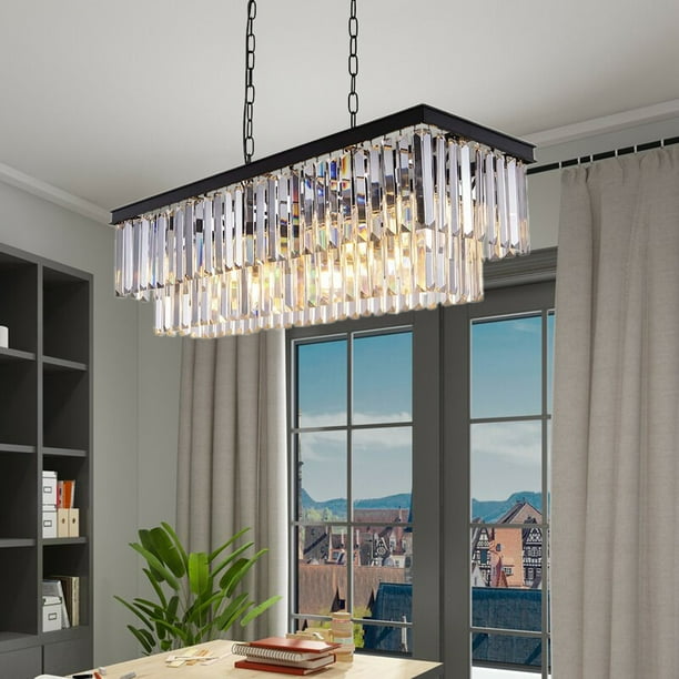 Wellmet 9Light Crystal Chandelier, 34.5 inch 2Tier Contemporary