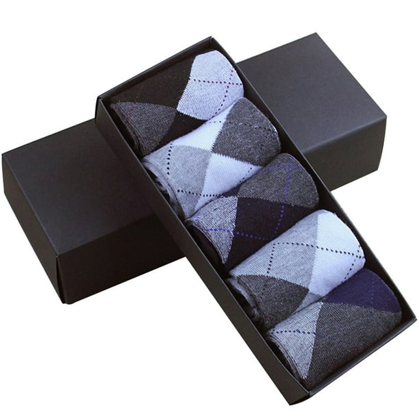 5 pares de calcetines de algodón antideslizantes para hombre, cómodos y cálidos, para invierno y otoño (rombos)