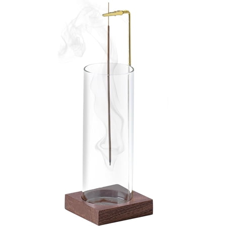 LQQBOX Incense Holder, Multi-Purpose Design Glass Incense Burner ash Catcher with Brass Incense Stick Holder for Home Decor Yoga Spa Madiation