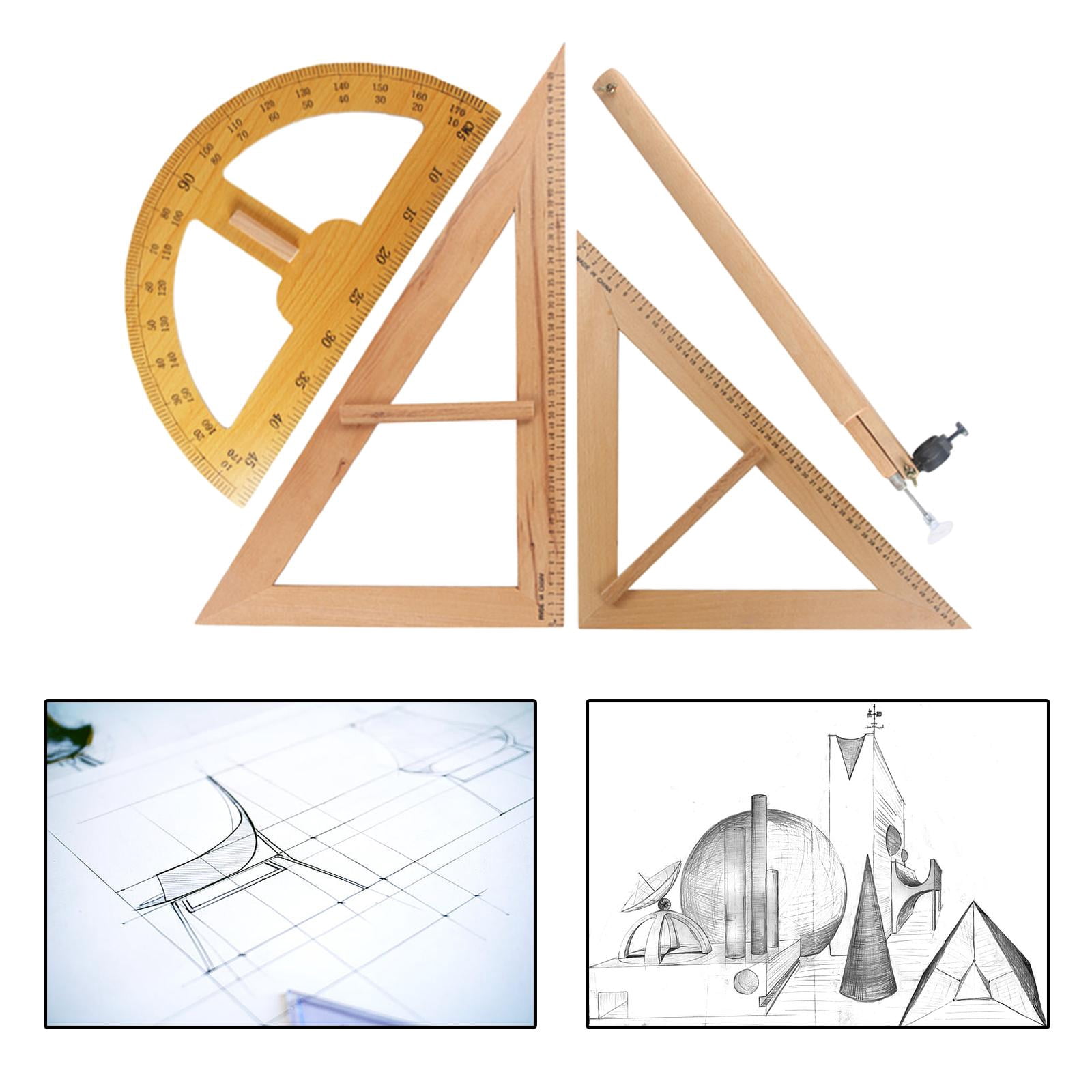 Maths Geometry Set, Protractor, , 90 degree Ruler, Ruler with Handle Large Stationery Educational Supplies for Teachers Office Drawings