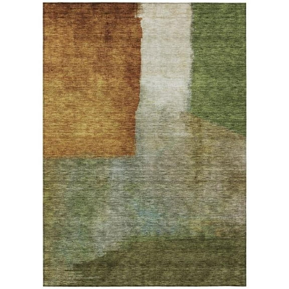 HomeRoots 603728 8 x 10 ft. Green, Copper & Beige Abstract Washable Indoor & Outdoor Rectangle Area Rug
