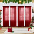 thumbnail image 1 of Cortina youleyar de gasa transparente sólida, 132 x 213 cm, color rojo navideño, 1 of 8