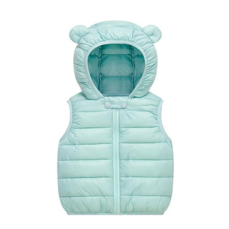

WUXIAN Toddler Baby Boys Girls Hooded Vest Coat Winter Lightweight Sleeveless Bear Ears Zipper Up Jacket Infants Clothes Children Breathable Dailywear