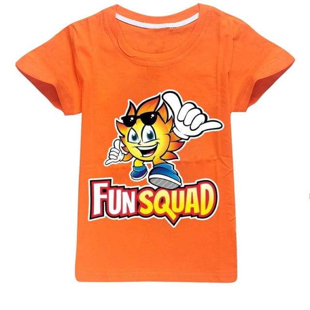 Camiseta Kawaii Fun Squad Boys de algodón con estampado de dibujos animados de manga corta para niñas, camiseta informal de verano a juego de 2 a 16 años zhangyuxiang LED