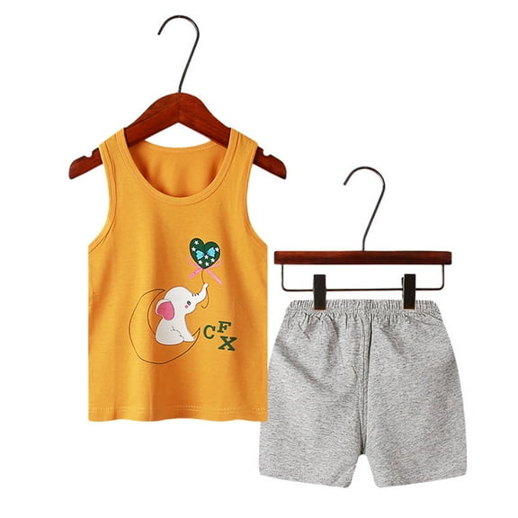 Akiihool 2 Piece Sets For Boy Toddler Baby Boy Clothes Shirt Tops Shorts Set Clothing Summer Outfits (Yellow,3-4 Years)
