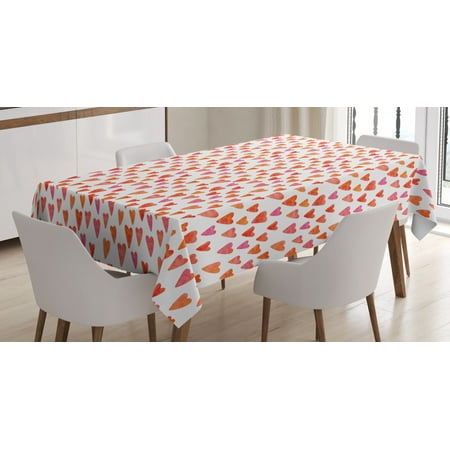 

Heart Tablecloth Watercolor Art Inspired Uneven Form Heart Shapes Valentine s Day Concept Rectangular Table Cover for Dining Room Kitchen 60 X 90 Inches Burnt Orange and Pink by Ambesonne