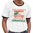 thumbnail image 2 of Groovy Little Christmas Ringer Tee Shirt Unisex X-Large White/Black, 2 of 5