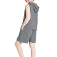 thumbnail image 5 of ITSAME Boys Girls Outfits 2-Piece, Letter Print Sleeveless Hoodies and Shorts Fashion Casual Clothes Set Dark Gray Size 13-14, 5 of 5