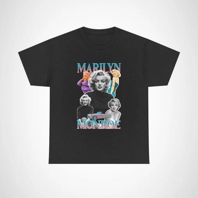 Marilyn Monroe Tee Collage Rétro - Charme Vintage & Magie Cinéma - Noir - 4TG