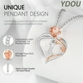 thumbnail image 2 of Ydou Rose Heart Initial Necklace for Women, 14K White Gold Plated Love Heart Letters with Rose Flower Pendant Necklace for Women, 2 of 9