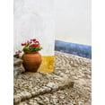 thumbnail image 2 of Eggers, Julie 25x32 White Modern Wood Framed Museum Art Print Titled - Portugal-Obidos-Red geranium growing in a terra cotta pot next to the entrance of a home in the his, 2 of 4