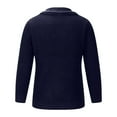 thumbnail image 3 of Men's V-Neck Button Sweater Oversized Shawl Collar Pullover Top Solid Color Long Sleeve Cable Knit Sweatshirt (Dark Blue XL), 3 of 4