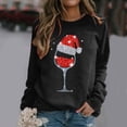 thumbnail image 2 of Gibobby Sudaderas navideñas Sudadera navideña para mujer Cuello redondo de manga larga Casual Estampado navideño Tops(Negro,CH), 2 of 4