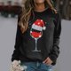 thumbnail image 2 of Gibobby Sudaderas navideñas Sudadera navideña para mujer Cuello redondo de manga larga Casual Estampado navideño Tops(Negro,G), 2 of 4