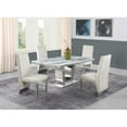 thumbnail image 5 of White Marble 5 piece Dining Set with Silver Stainless Steel Base, 5 of 5