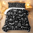 thumbnail image 2 of Homewish Gothic Moths Skull Quilt King,Spooky Botanical Mushroom King Coverlet Set,Black Gray,Black Reversible,3 Pieces, 2 of 7