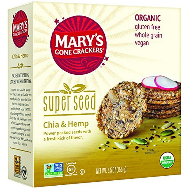 Mary's Gone Crackers Organic Super Seed Crackers, Chia & Hemp, 5.5 Oz
