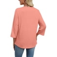 thumbnail image 6 of WIHOLL 3/4 Length Sleeve Summer Tops for Women Trendy Blouses V Neck Lace Shirt Beach Vacation Cruise Outfits, 6 of 11