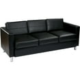 thumbnail image 5 of OSP Home Furnishings Pacific Easy-Care Black Faux Leather Sofa Couch with Box Spring Seats and Silver Color Legs, 5 of 6
