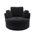 thumbnail image 6 of Swivel Accent Barrel Chair, 42.2" Modern Chenille Upholstered Oversized Arm Chair with 3 Removable Pillows and Metal Base 360 Degree Swivel Round Sofa Cozy Club Chair for Living Room, Black, 6 of 7