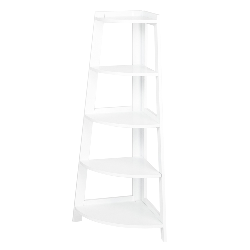 White 5 Tier Tall Corner Shelf/Shelving Unit Display Stand Home Bathroom/Lounge Furniture