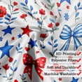 thumbnail image 4 of Patriotic 4th of July Shower Curtain, America Independence Memorial Day Bathroom Decor, Red and Blue Floral Bow Star 250 Anniversary Bath Curtain with Hooks,69X70IN, 4 of 5