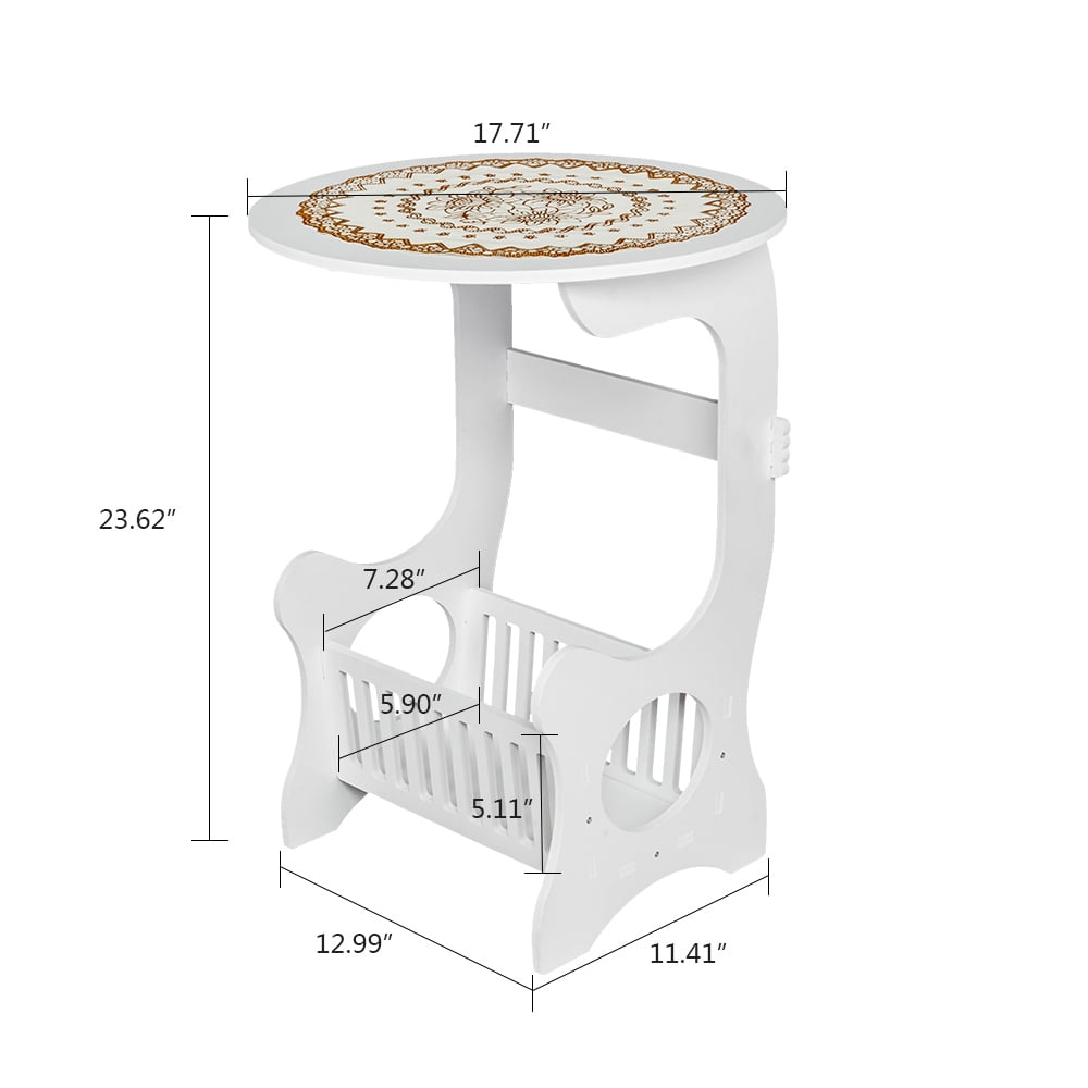 Bedside End Table, Nightstand Chair Side Coffee Table, Modern European Style Round Home Furniture, White