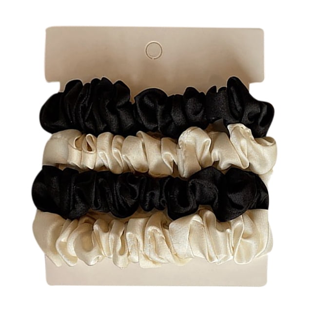 Chouchous Couleur Unie 4 Pcs Doux Satin Queue de Cheval Bandeaux