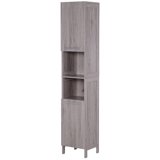 Armoire Salle De Bain Avec Miroir – Rangement étroit, 5 étagères Réglables – Blanc Brillant