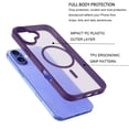 thumbnail image 6 of Magnetic for iPhone 16 Plus Case with Tempered Glass Screen Protector, Compatible with MagSafe Military Grade Drop Protection Shockproof Phone Case Rugged Cover for iPhone 16 Plus - Purple, 6 of 9