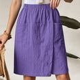 thumbnail image 3 of IWRICH Women's Casual Skorts High Waist Summer Linen Knee Length Shorts Solid Tennis Golf Beach Loose Trendy Skirt with Pockets Dark Purple XXL, 3 of 6
