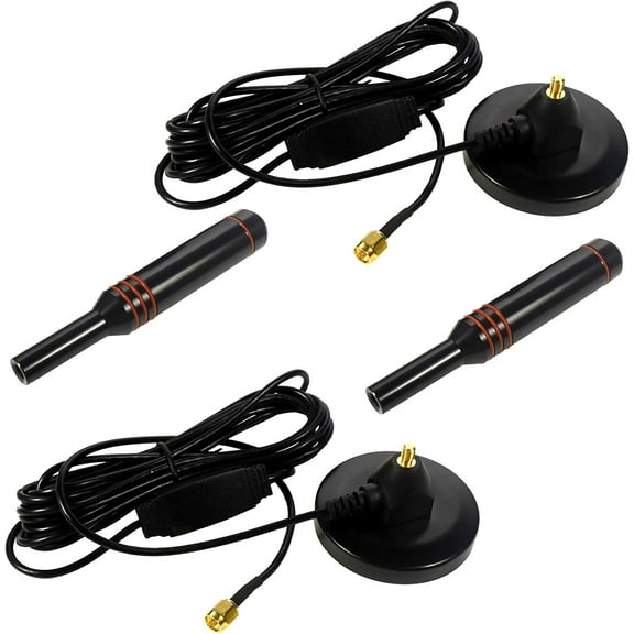 HQRP SET: 2 PCS Powerful 20dB Gain Digital Freeview Antenna Aerial with SMA Male Connector for DVB-T Receiver MPEG4/MPEG2 Car DVB-T Box Digital TV tuner