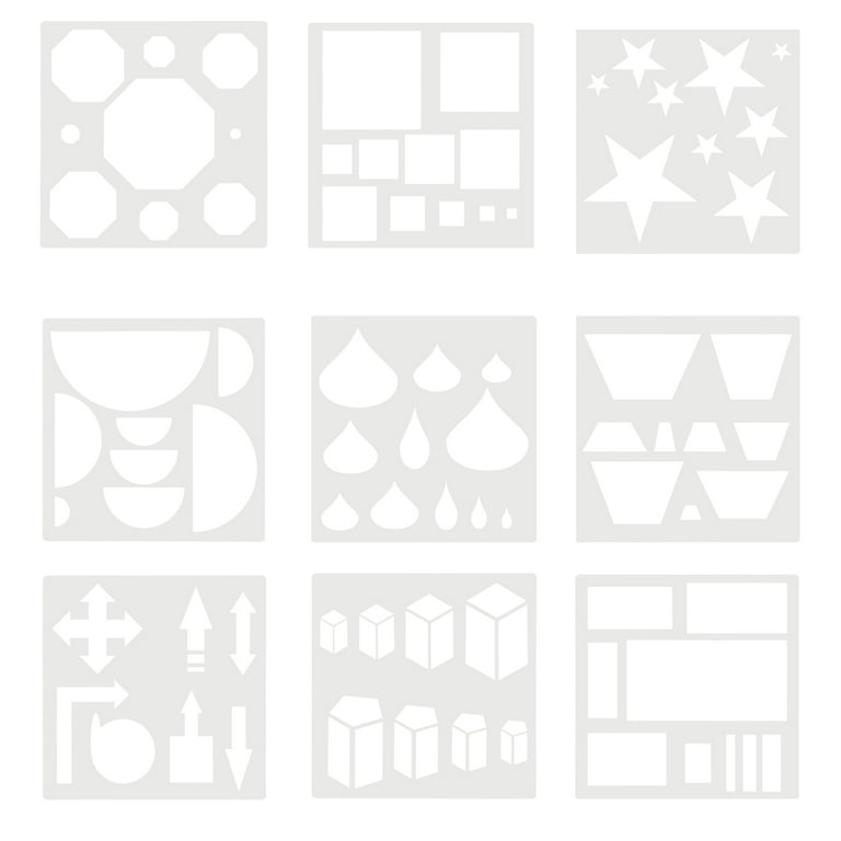 Templates Drawing Template Shape Stencils Stencil Painting Basic Geometry Kids DIY Hollow Graphic Scrapbooking Art, Size: 20x20x0.10cm