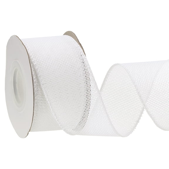 Uxcell Burlap Wired Ribbon Natural Jute Wired Edge Ribbons Solid Rustic Ribbon with Iron Wire for Crafts Gift Wrapping White 2 in