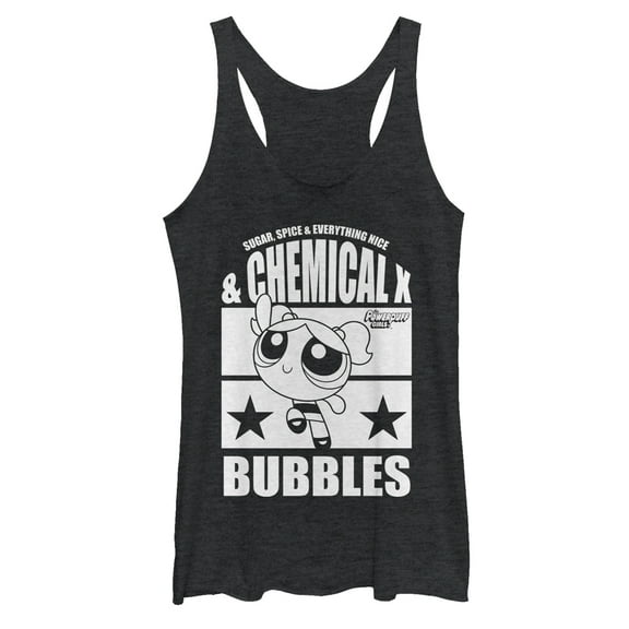 Women's The Powerpuff Girls Chemical X Bubbles  Racerback Tank Top Black Heather X Large