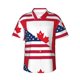 thumbnail image 1 of Balery USA Canada Flag Camisas hawaianas de manga corta para hombre, camisas playeras de corte holgado, camisas de vacaciones con botones,Large, 1 of 7