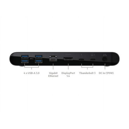 Belkin - Thunderbolt 3 Dock Pro w/ Thunderbolt 3 Cable, Dual 4K @60Hz, 85W Upstream Charging - Docking Station - Aluminum