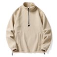 thumbnail image 4 of Delconic Mens Quarter Zip Fleece Pullover Jacket Long Sleeve Stand Collar Warm Outerwear Casual Relaxed Fit for Fall Winter White 5XL, 4 of 7