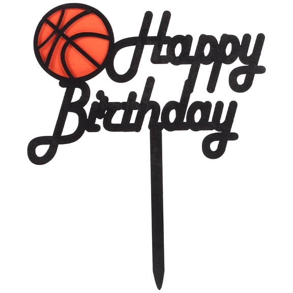 Happy Birthday Basketball Style Cupcake Topper Cake Pick Acrylic Cake Decoration