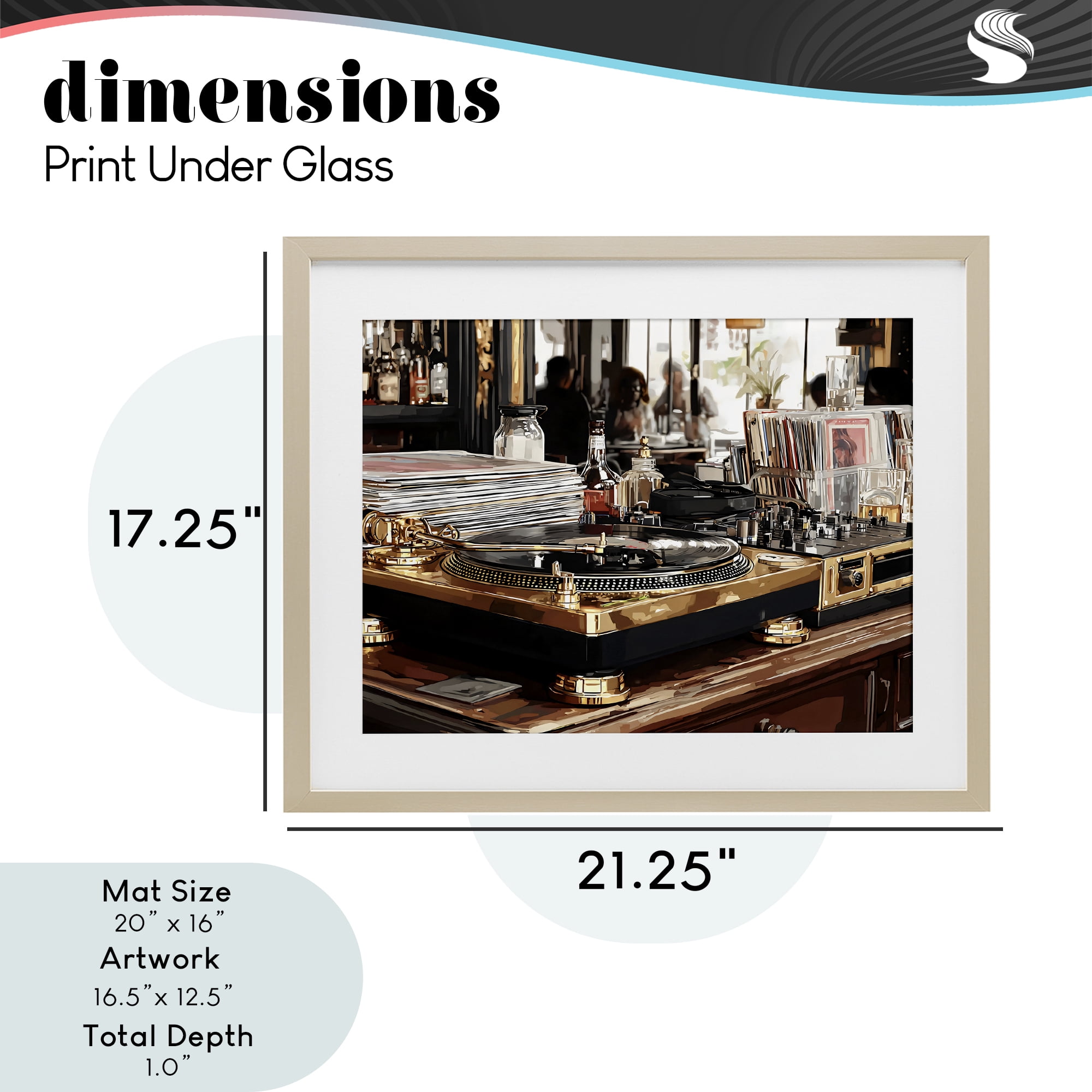 Stupell Industries Work Place Vintage Gold Turntable Birch Framed Print Under Glass, design by Franklyn Gregory