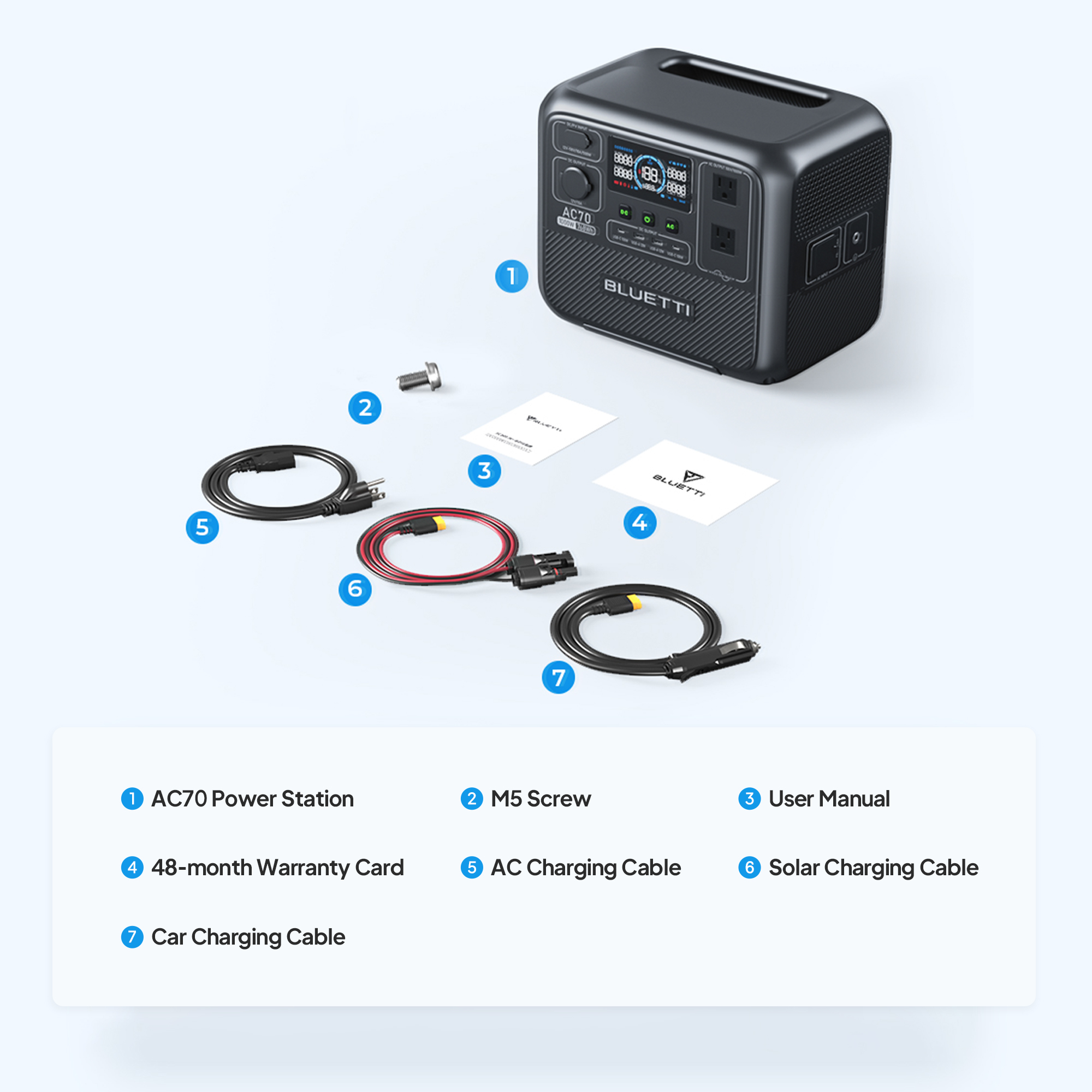 BLUETTI AC70 + B80 1000W Continuous / 2000W Peak Portable Power Station