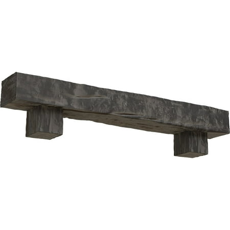 

Ekena Millwork 4 H x 6 D x 60 W Riverwood Faux Wood Fireplace Mantel Kit w/ Alamo Corbels Aged Cedar