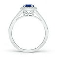 thumbnail image 2 of ANGARA Natural Round Blue Sapphire Split Shank Ring with Diamond Halo in 14K White Gold for Women (Size-5mm) | September Birthstone, Anniversary, Jewelry Gift for Women | Natural Blue Sapphire Ring, 2 of 7