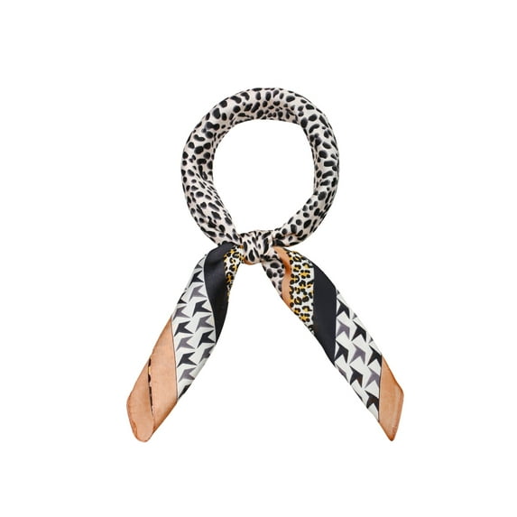 Allegra K Women's Houndstooth Leopard Print Square Scarf Kerchief Neckerchief