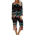 thumbnail image 2 of Ensemble Deux Pièces Grande Taille pour Femmes 2 Pcs Pyjama Confortable à Manches Longues Col Rond Ensemble de Sport Manches 3/4 en Solde, 2 of 5