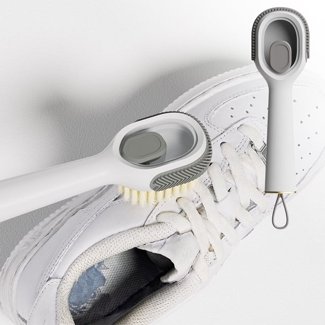 Cepillo para zapatos de mango largo | Cepillo de limpieza multiusos para zapatos, ropa y telas | Cepillo de cerdas suaves para rincones y limpieza delicada | Mango de plástico antideslizante