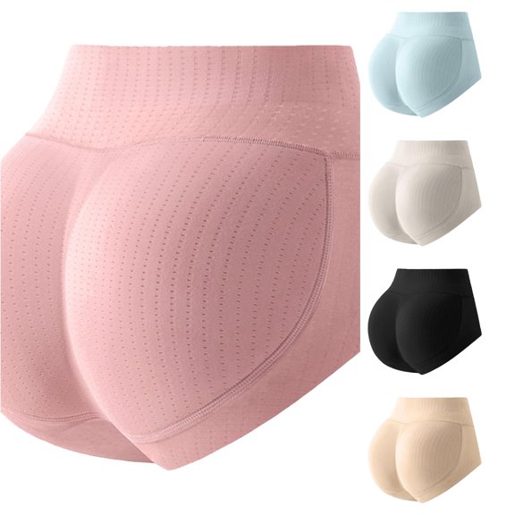 VBEWZET Seamless Lifting Shaping Briefs, Breathable Ribbed Padded Enhancer Underwear for Ladies Pink XL