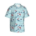 thumbnail image 3 of Xecao Sailboats Anchors print Hawaiian shirt - a stylish short-sleeve button-down for men, perfect for casual beach and tropical outings., 3 of 9