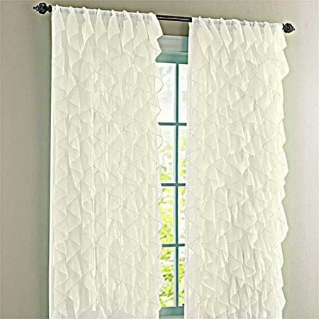 1PC Ruffled Window Treatment Curtain Crushed Sheer Panel Drape Semi-sheer Fully Stitched with Rod Pocket Avilabale in Multiple Colors and Size, Matching Valance sold separetly (84